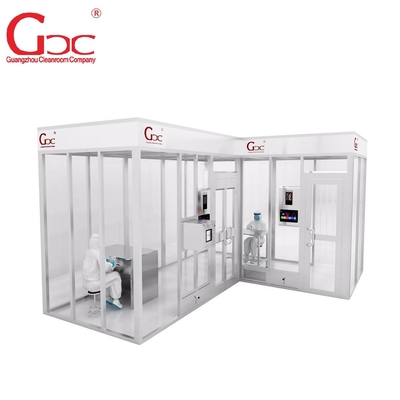Cabine de nettoyage modulaire avec cadre en acier inoxydable panneaux acryliques FFU et filtre HEPA conception personnalisable